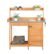 Easyfashion Outdoor Garden Potting Bench Metal Tabletop with Cabinet Drawer Open Shelf, Natural Wood